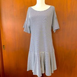 Vineyard Vines Black and White Striped Drop-Waist Dress